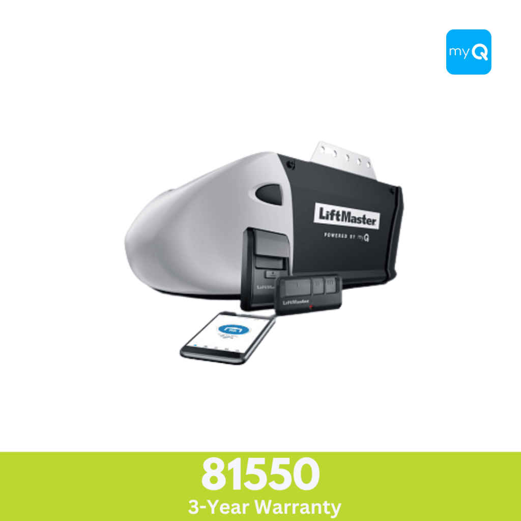A black and silver LiftMaster model 81550 garage door opener
