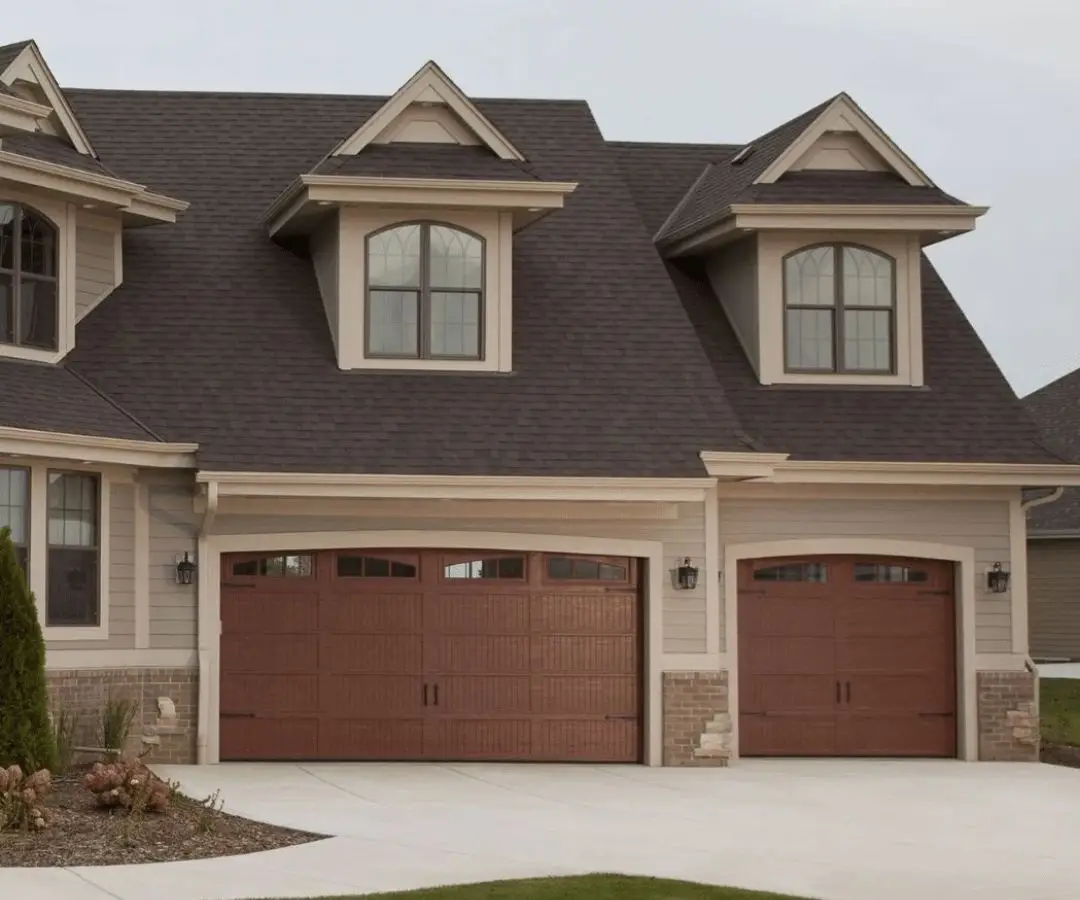 House with one stall and two stall garage