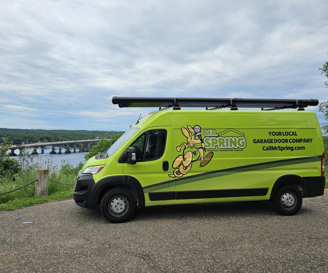 A Mr. Spring van with a river in the background