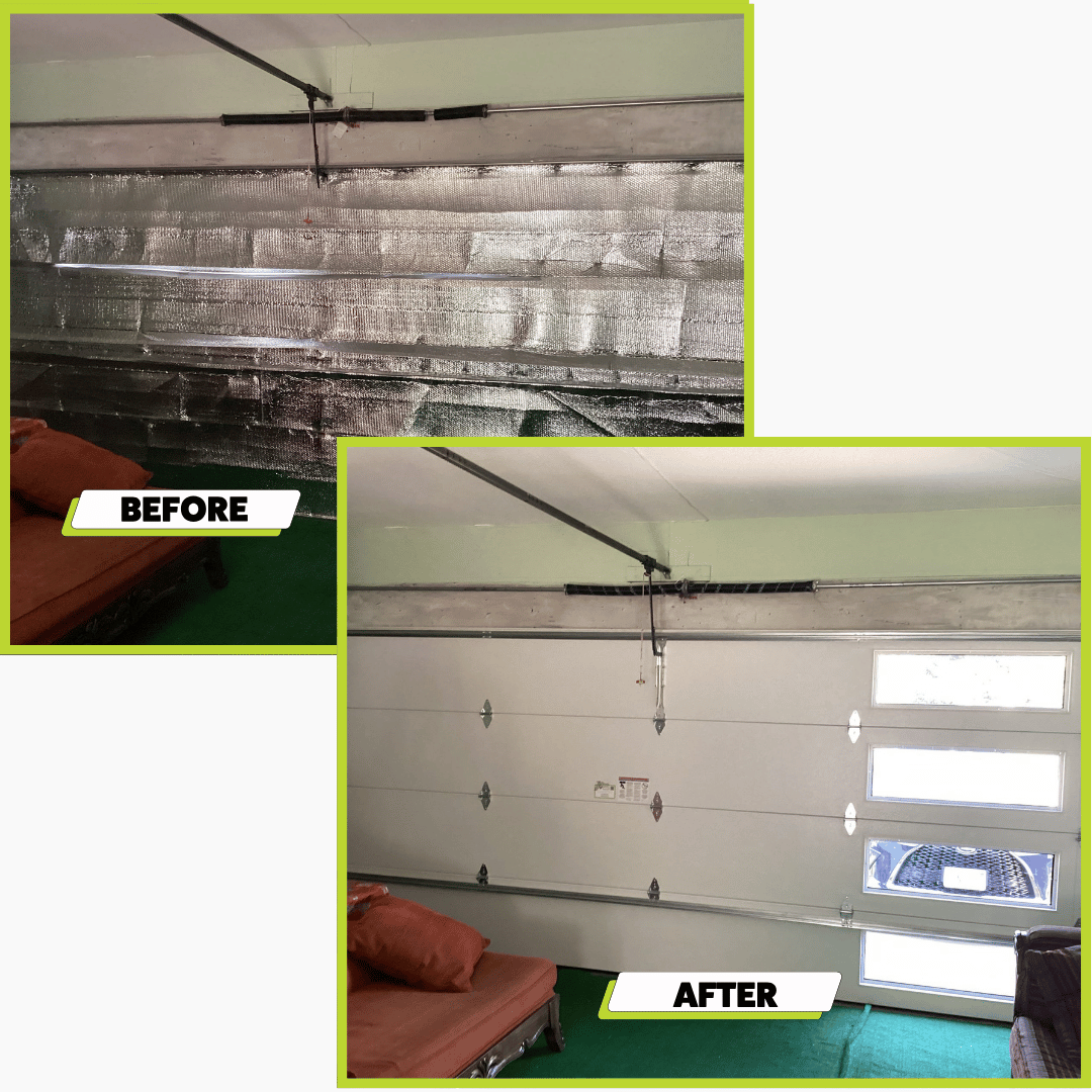 garage door restored after professional repair