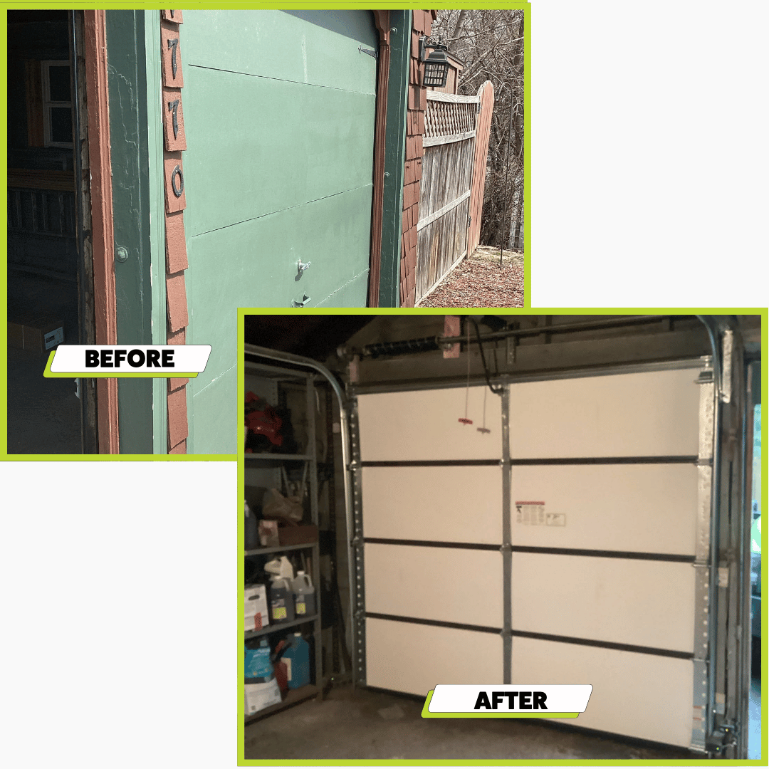 garage door restored Before-and-after