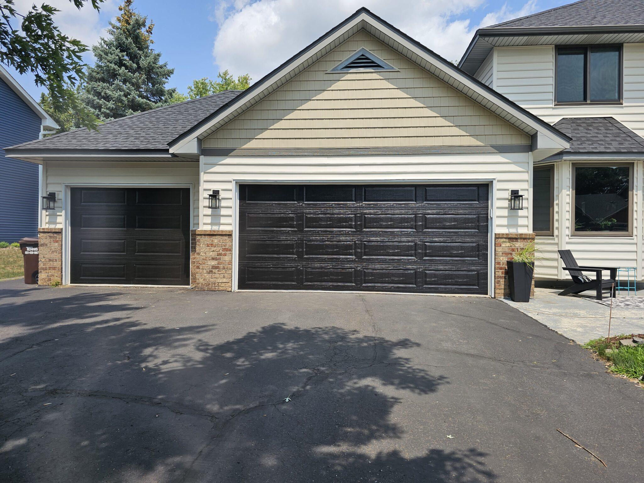 White garage door repair project near Rogers Minnesota