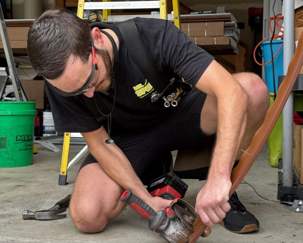 mr spring garage doors - angle grinder