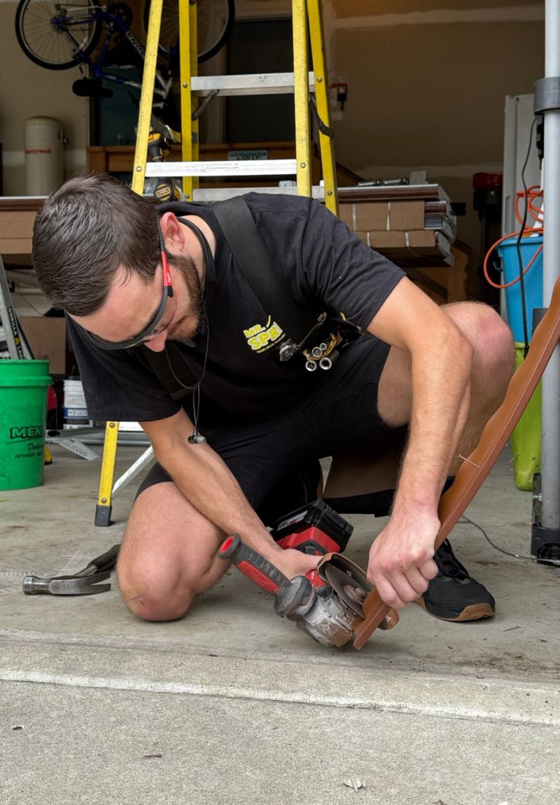 angle grinder garage door installation
