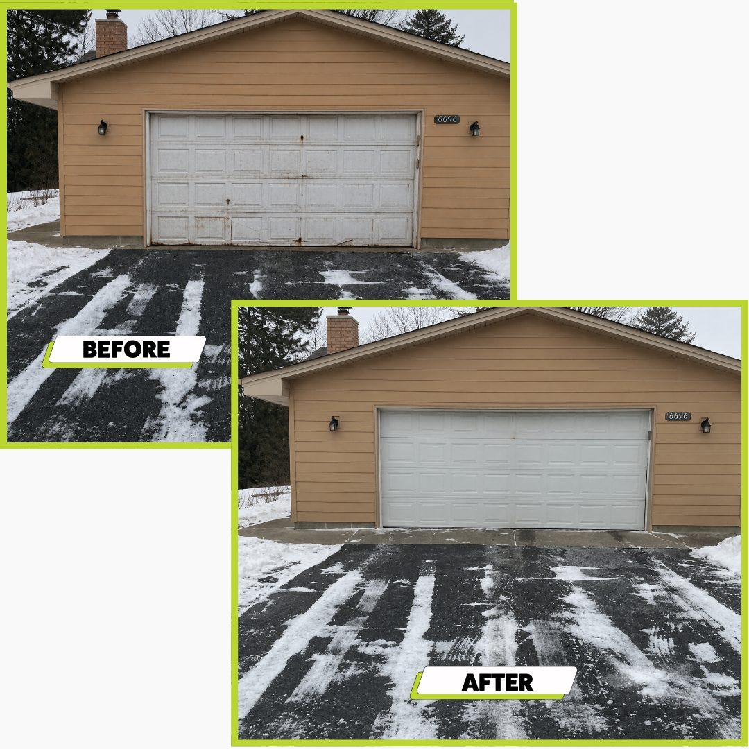 Winter garage door replacement project in Rogers MN